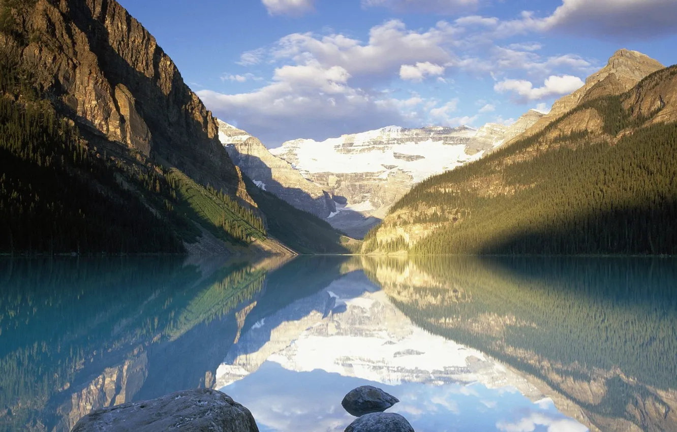 Фото обои облака, горы, озеро, отражение, Канада, Альберта, Банфф Парк