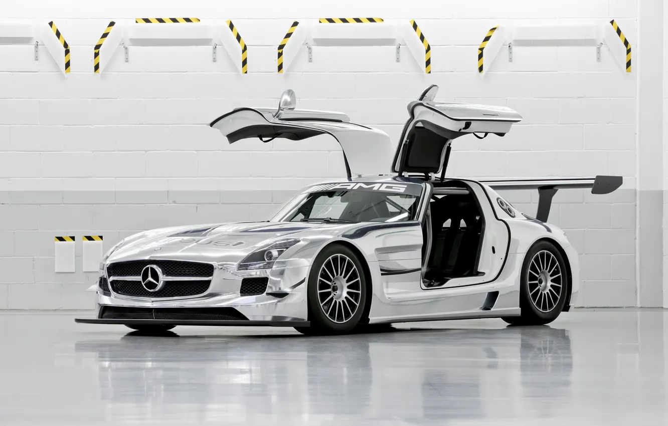 Фото обои Mercedes-Benz, AMG, SLS, GT3, Chrome