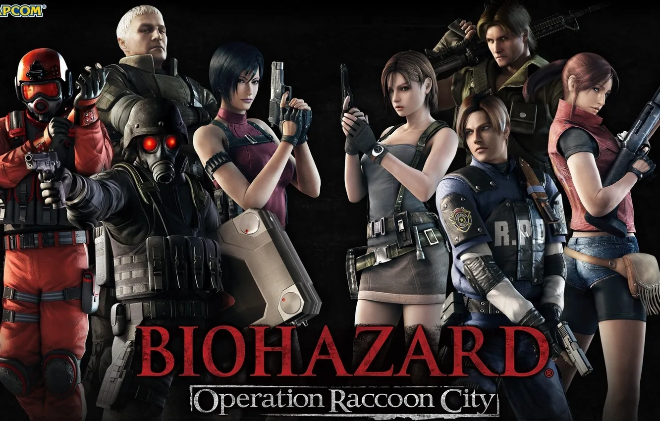 Фото обои girl, pistol, game, resident evil, biohazard, weapon, woman, shotgun