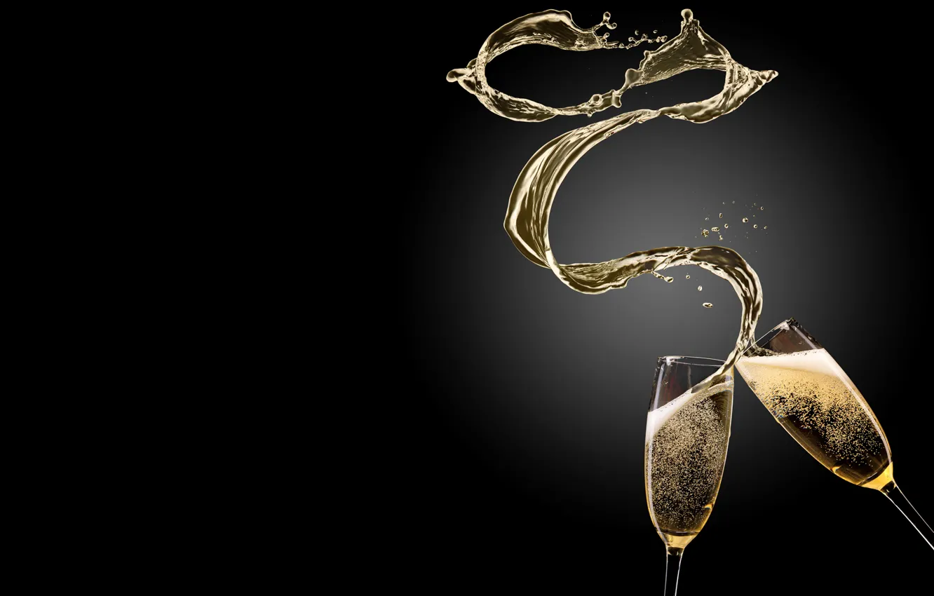 Фото обои брызги, бокалы, glass, шампанское, splash, champagne