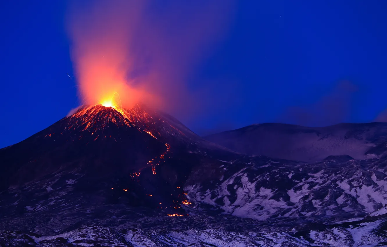Фото обои вулкан, извержение, Италия, лава, Italy, Этна, Etna, Sicily
