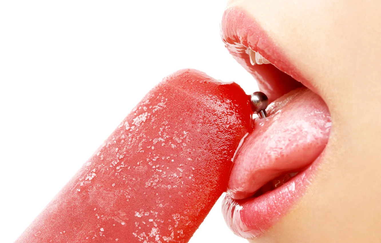 Фото обои lips, ice cream, tongue