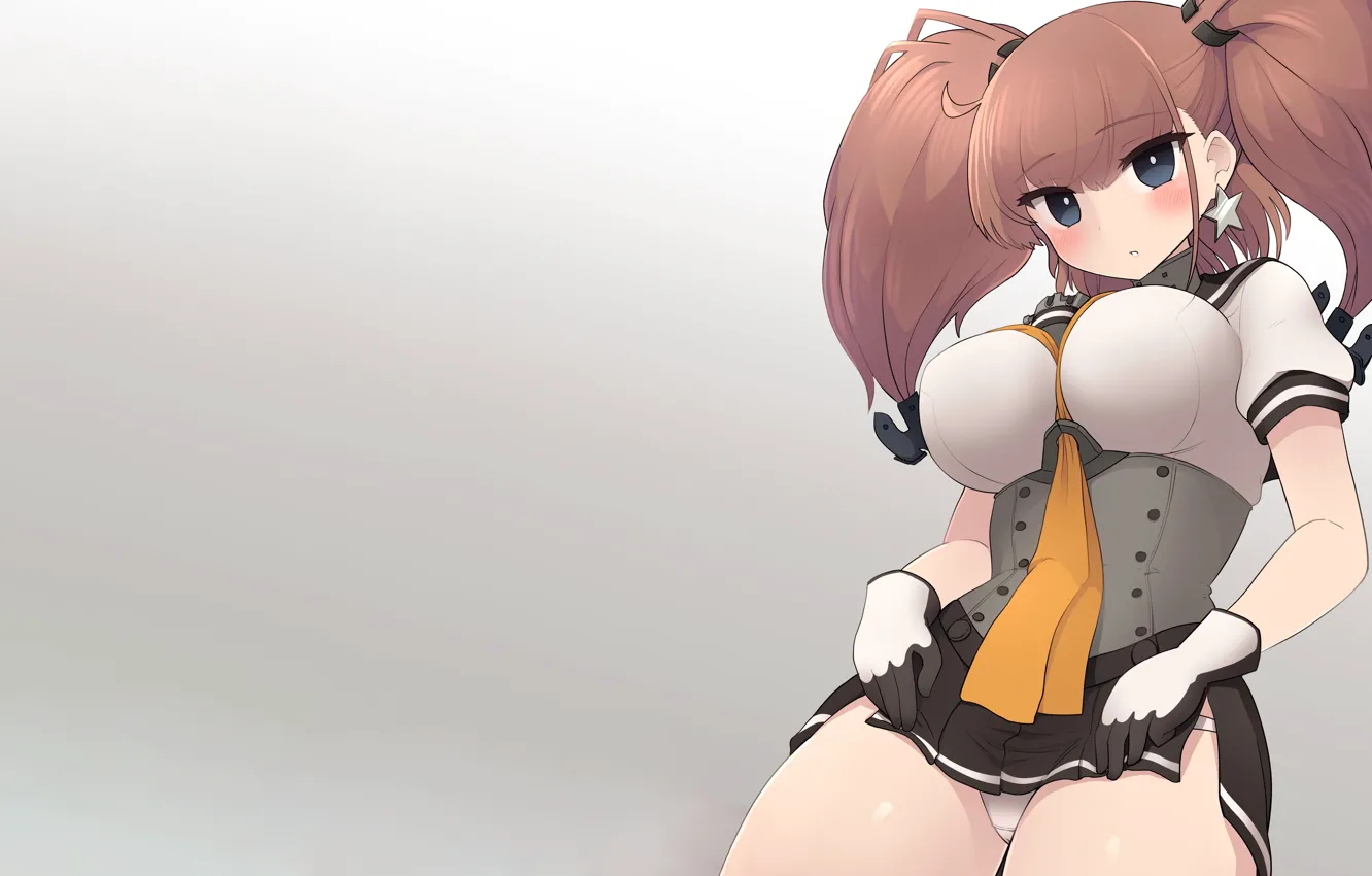 Фото обои girl, sexy, panties, long hair, brown hair, boobs, anime, beautiful