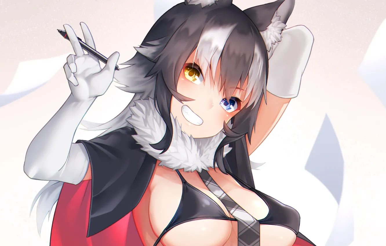 Фото обои girl, sexy, cleavage, long hair, boobs, animal ears, anime, beautiful