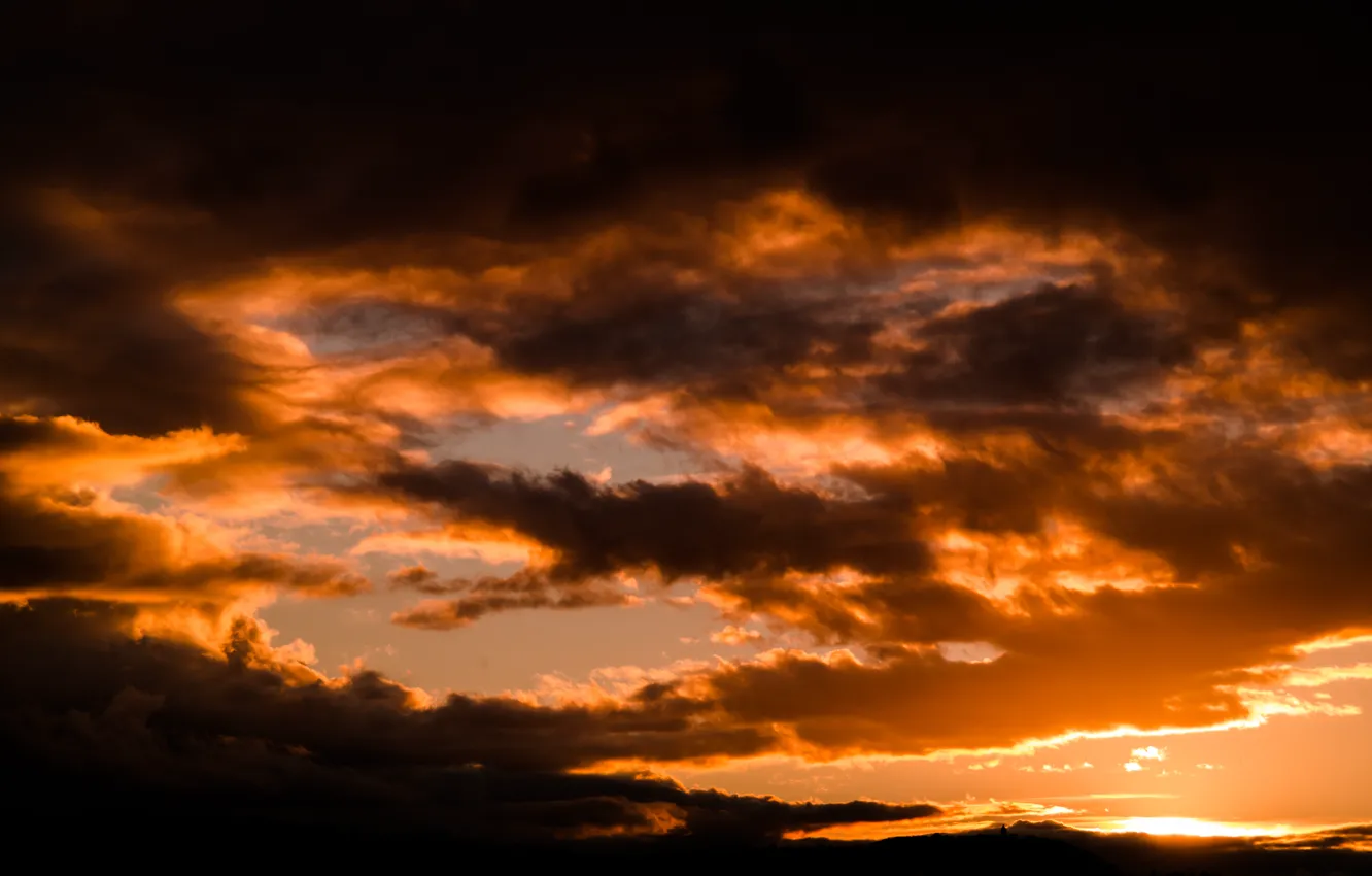 Фото обои Clouds, Sky, Cloudy, Autumn, Evening, View, Dusk, Susnet