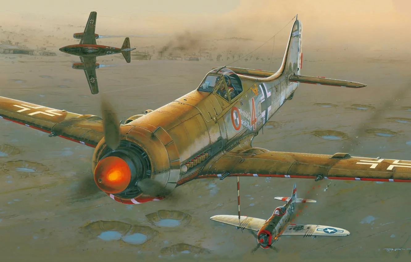 Фото обои Luftwaffe, Fw-190, Me.262, WWII, Боевой самолет, Fw.190D-11
