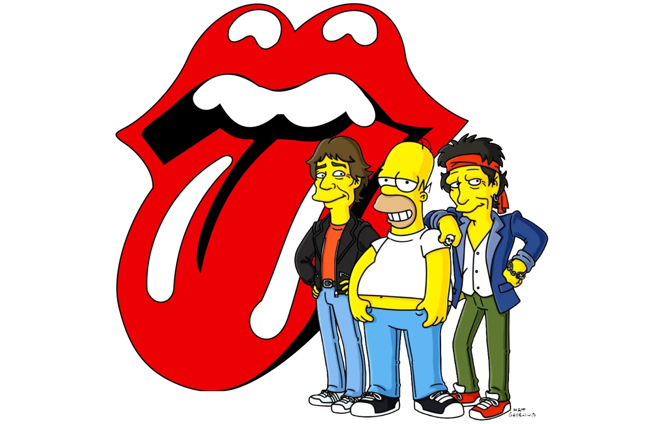 Фото обои character, movies, tongue, fun, The Simpson, TV series, Mick Jagger, Keith Richards