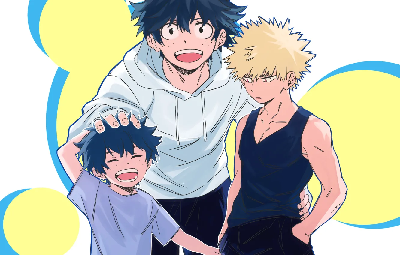 Фото обои дети, парни, My Hero Academia, Boku No Hero Academia, Мидория Изуку, Моя Геройская Академия, Бакуго …