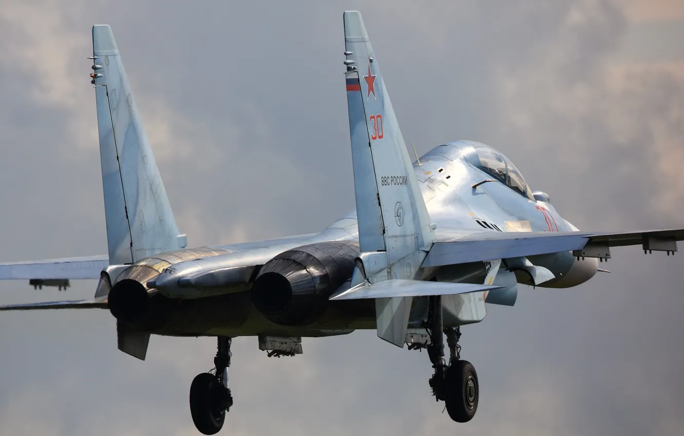 Фото обои истребитель, аэродром, ввс россии, Су-30СМ