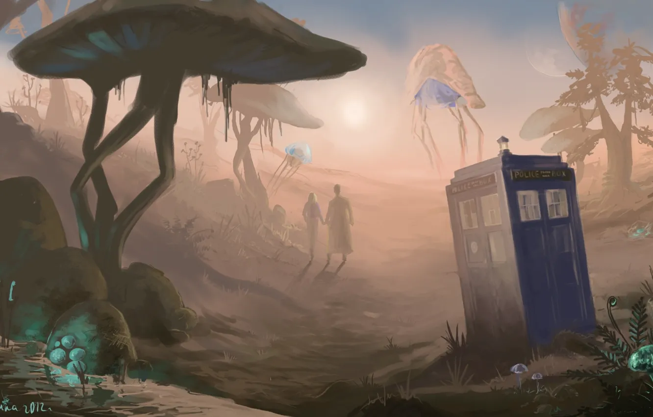 Фото обои арт, Doctor Who, art, Доктор Кто, ТАРДИС, The Elder Scrolls, Morrowind, TARDIS