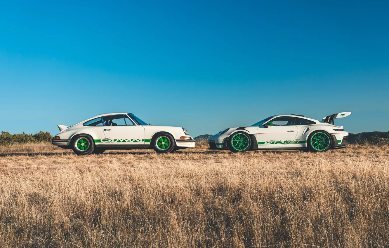 Фото обои 911, Porsche, side view, Porsche 911 GT3 RS, Porsche 911 Carrera RS, Tribute to Carrera …