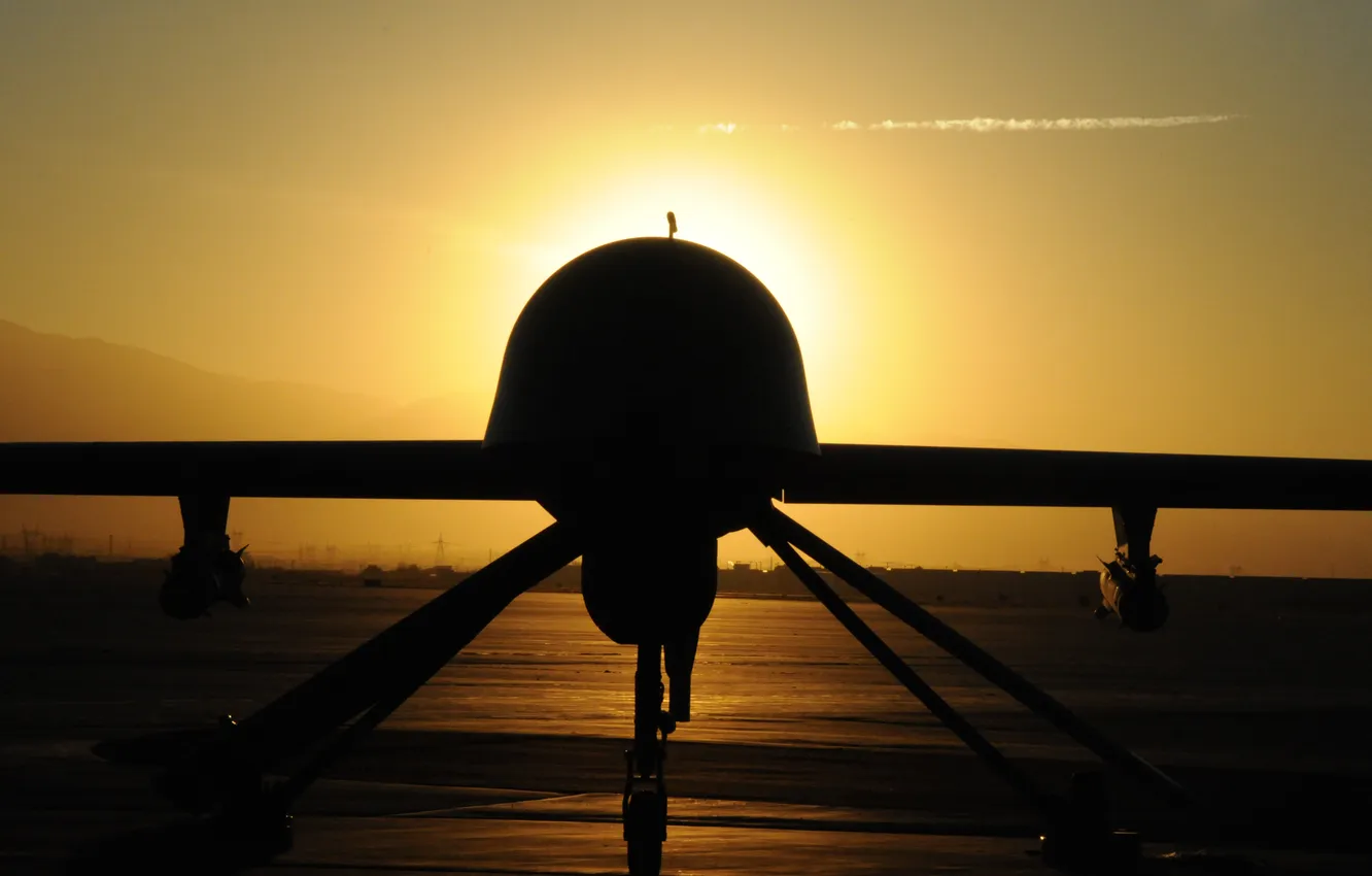 Фото обои закат, Predator, многоцелевой, беспилотный, аппарат, MQ-1, летательный