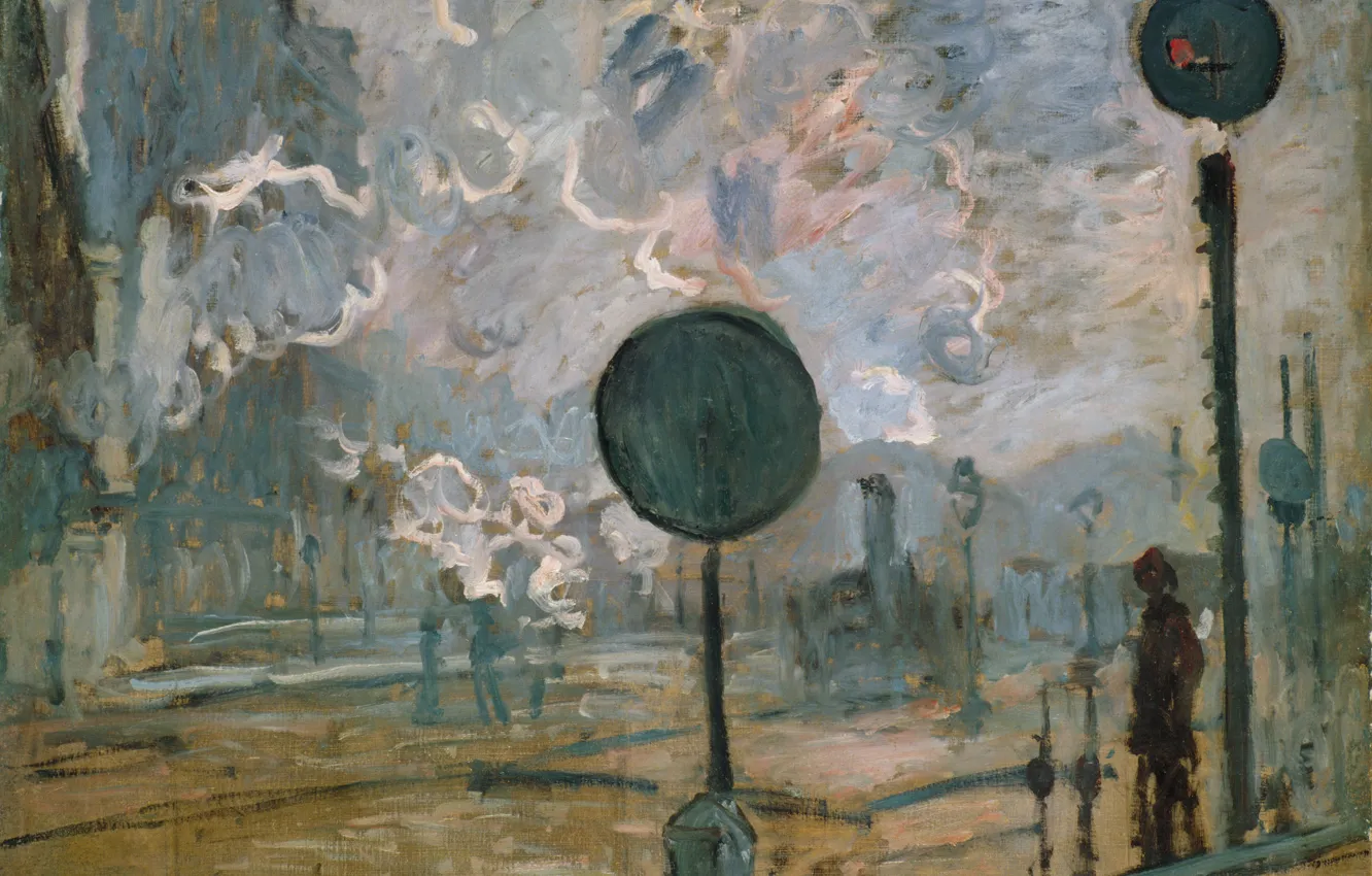 Фото обои Claude Monet, 1877, The Signal, Exterior of Saint-Lazare Station