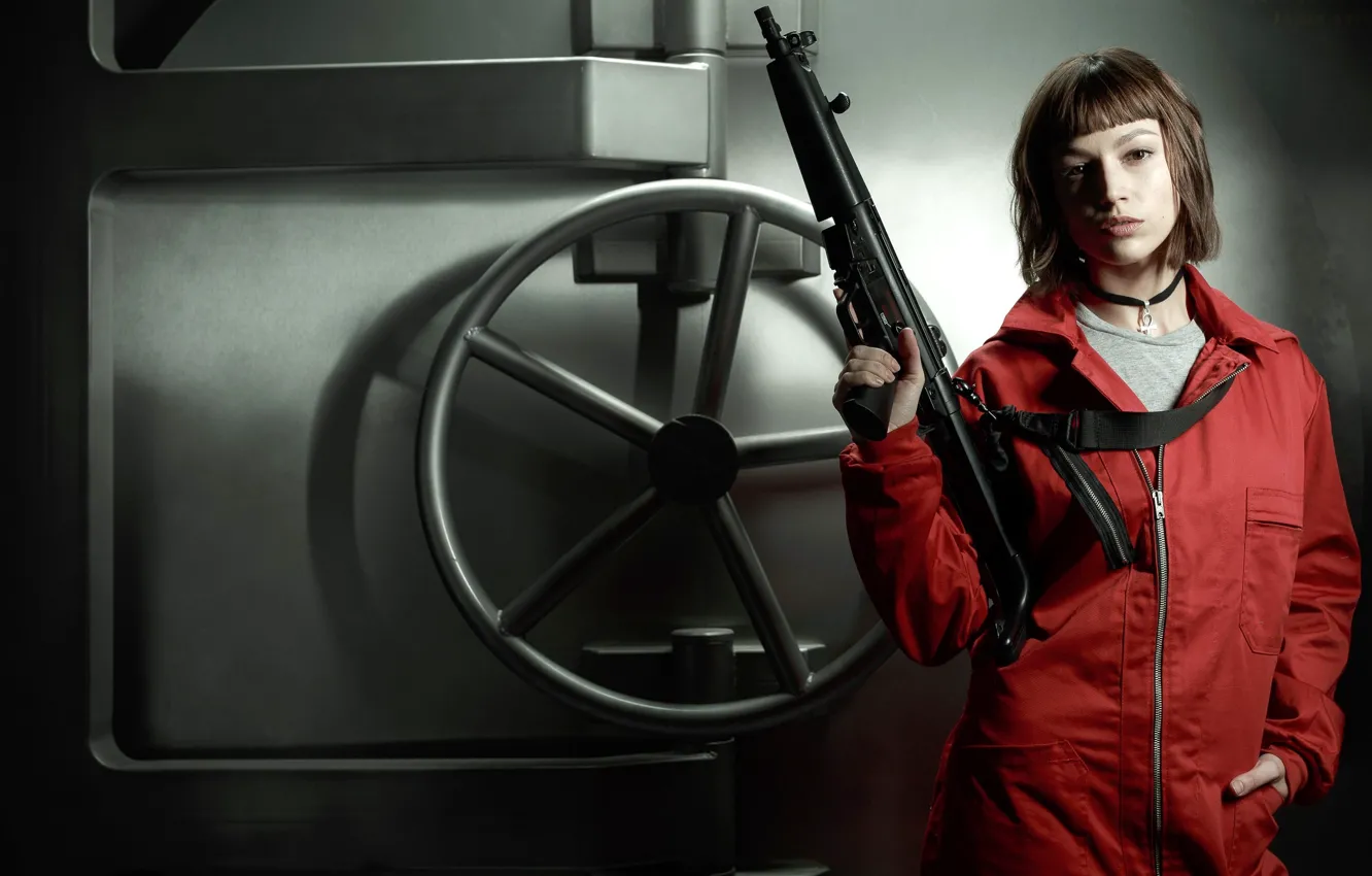 Фото обои девушка, оружие, La Casa de Papel, Бумажный дом