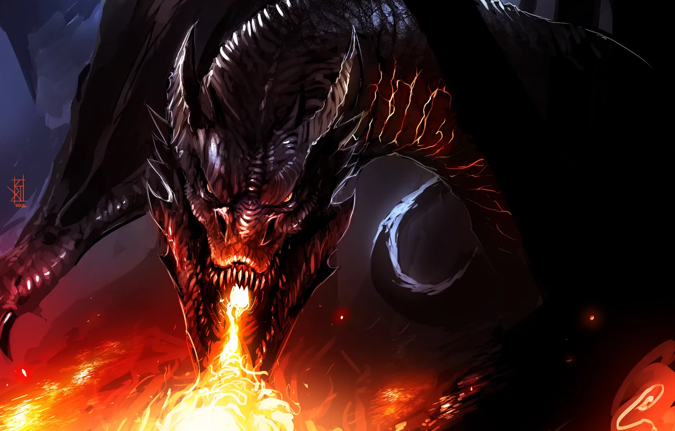 Фото обои пламя, дракон, Smaug, by TheRisingSoul