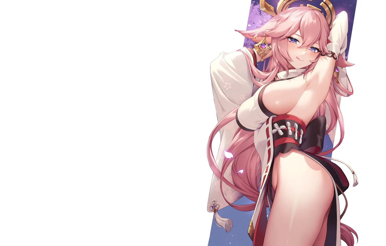 Фото обои kawaii, girl, sexy, pink hair, boobs, pink, anime, big boobs