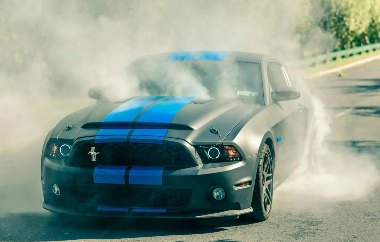 Фото обои дым, Mustang, burnout