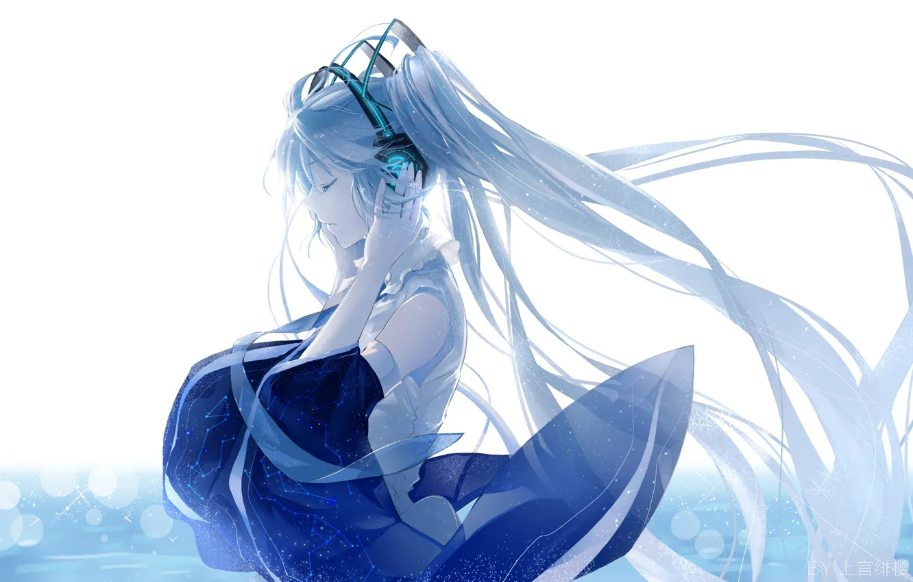 Фото обои Девушка, Профиль, Аниме, Hatsune Miku, Vocaloid