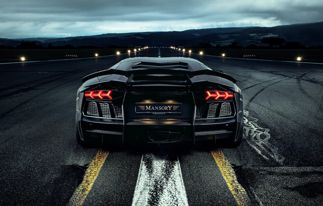 Фото обои дорога, сила, вечер, Lamborghini, мощь, LP700-4, Aventador, Mansory