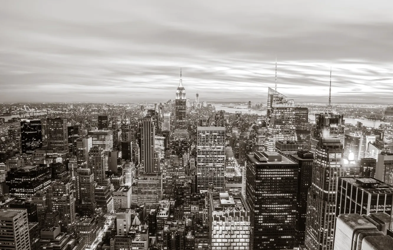 Фото обои lights, USA, United States, New York, Manhattan, NYC, New York City, Skyline