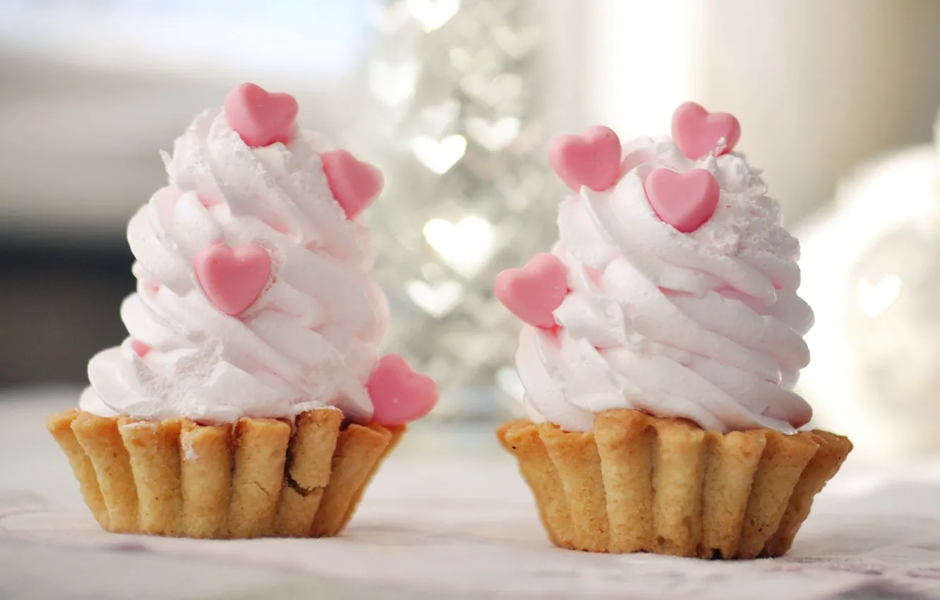 Фото обои сердце, пирожное, сердечко, крем, десерт