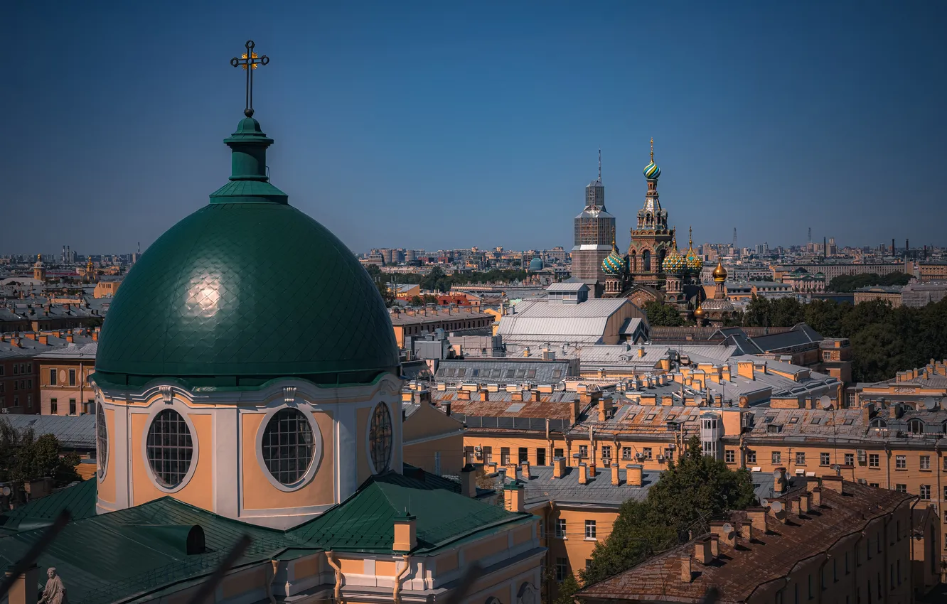 Фото обои вид, здания, дома, Санкт-Петербург, собор, Россия, купол, Храм Спаса на Крови