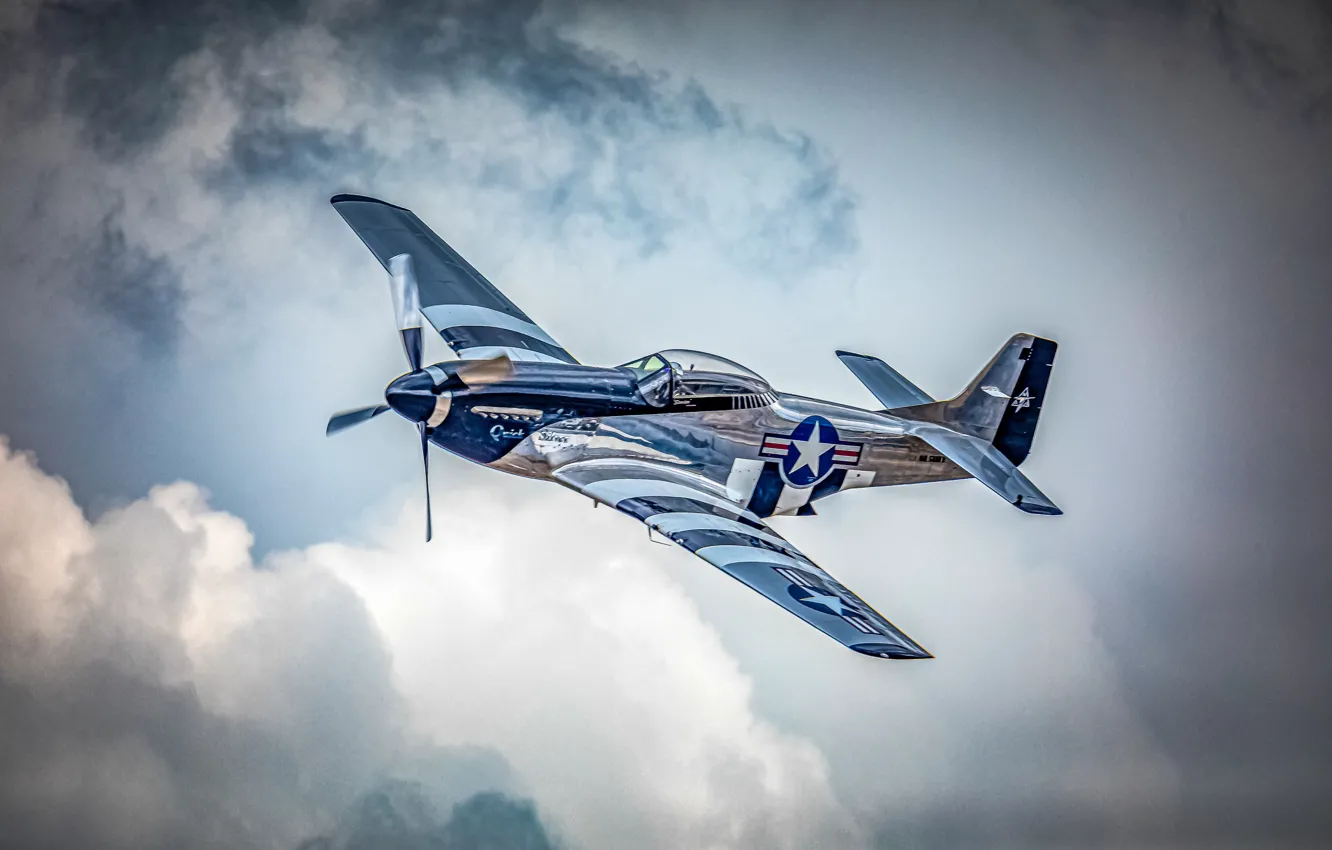Фото обои небо, истребитель, Вторая мировая война, North American P-51 Mustang