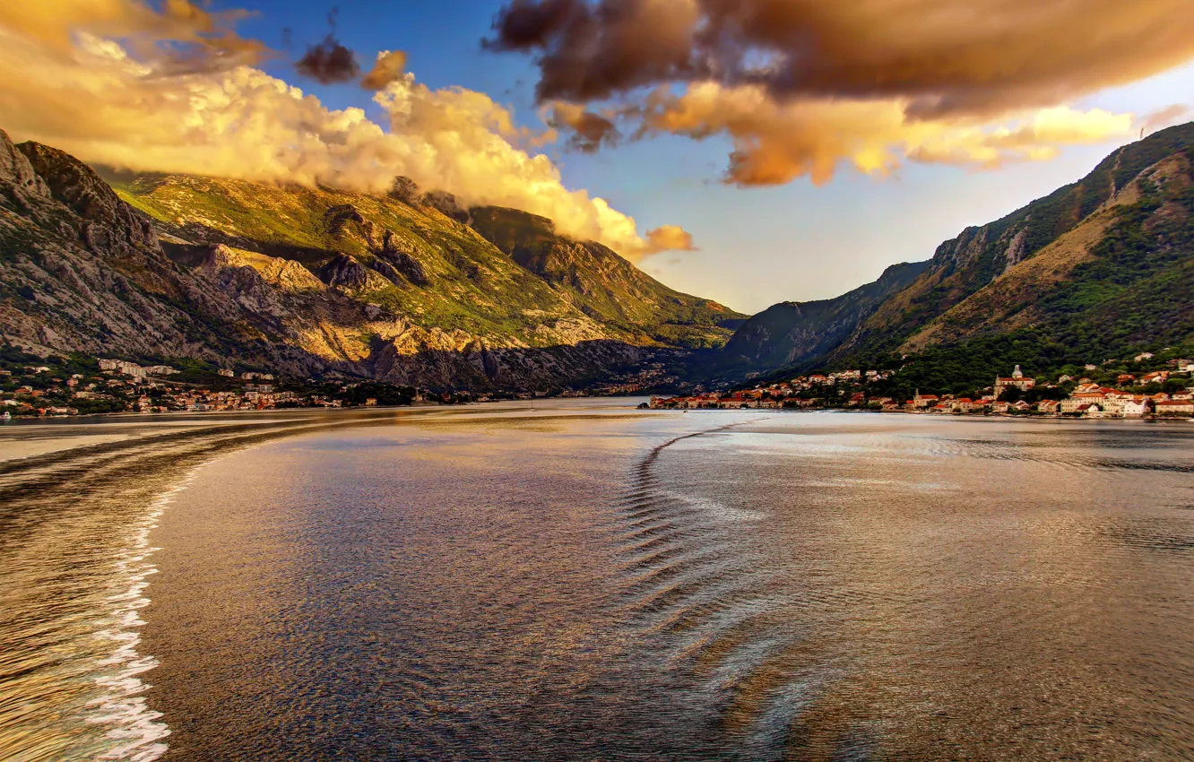 Фото обои море, горы, природа, город, фото, побережье, Черногория