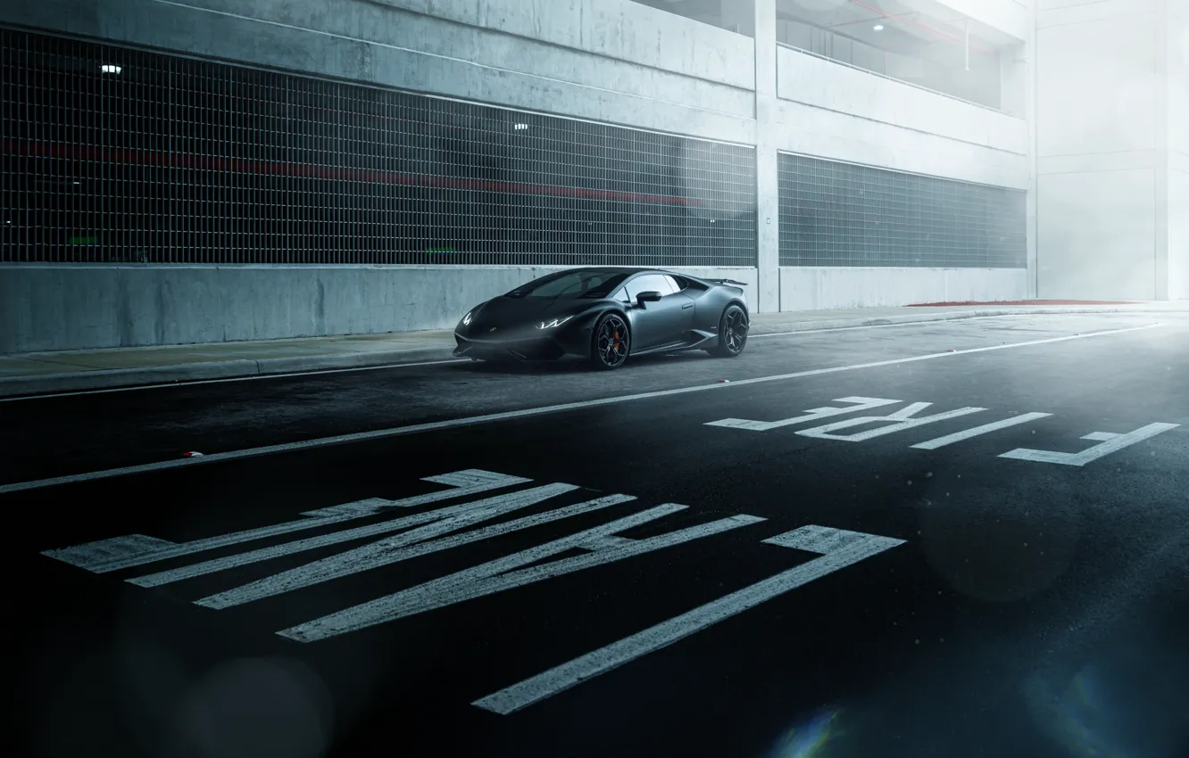 Фото обои Lamborghini, Dark, Front, Black, Color, Road, Supercar, Wheels