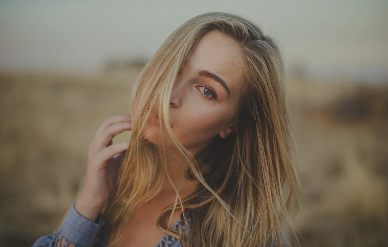 Фото обои глаза, портрет, блондинка