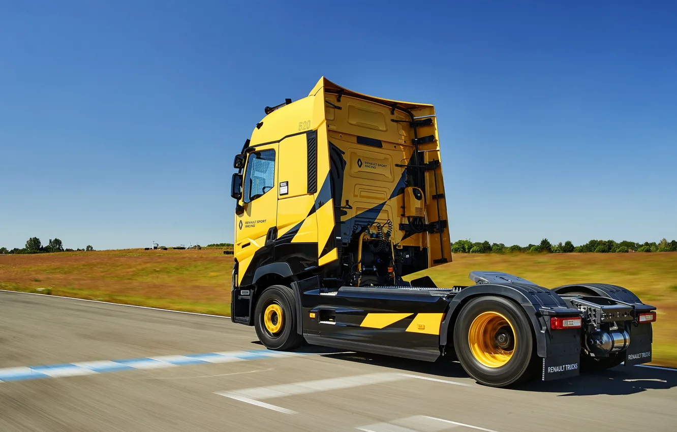Фото обои асфальт, движение, грузовик, Renault, 2018, тягач, T520, Renault Trucks
