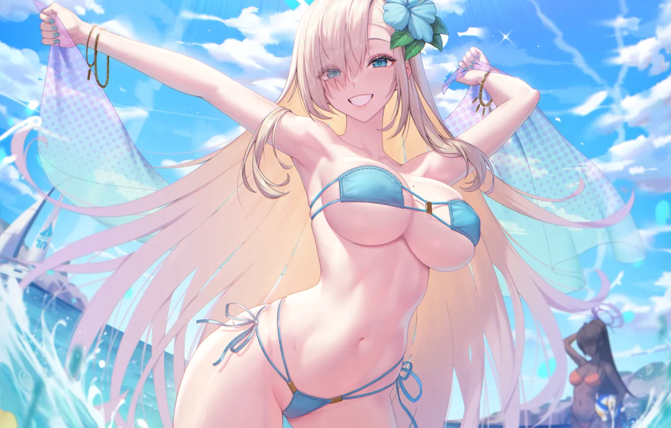Фото обои hot, sexy, boobs, anime, breasts, babe, bikini, oppai