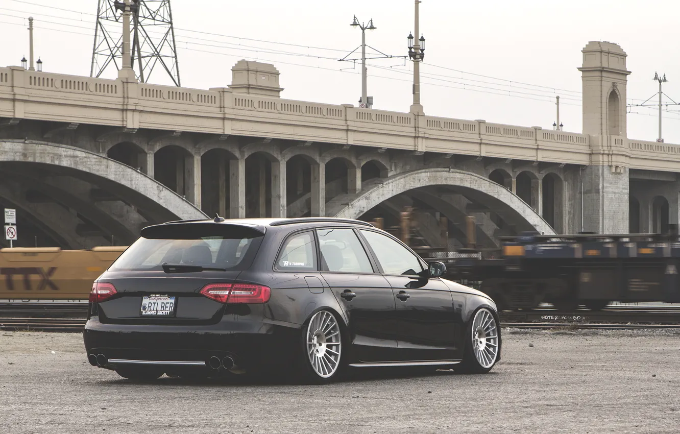 Фото обои Audi, wheels, black, wagon, stance, avant