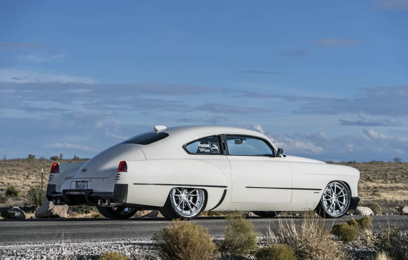 Фото обои Cadillac, White, Side, 1948, Rear, Ringbrothers, Madam, Madam V