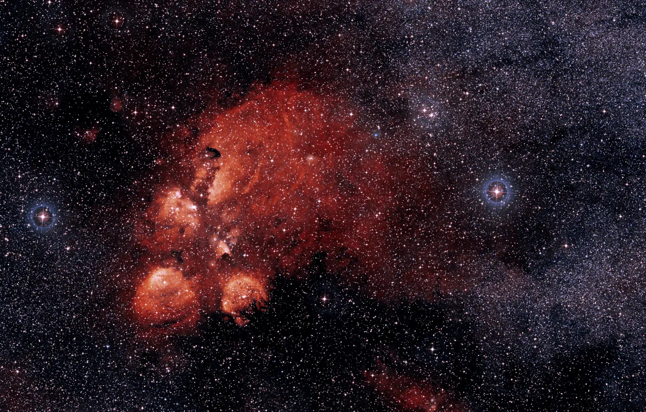 Фото обои Nebula, NGC 6334, Constellation Scorpius, DSS 2, Cat’s Paw Nebula