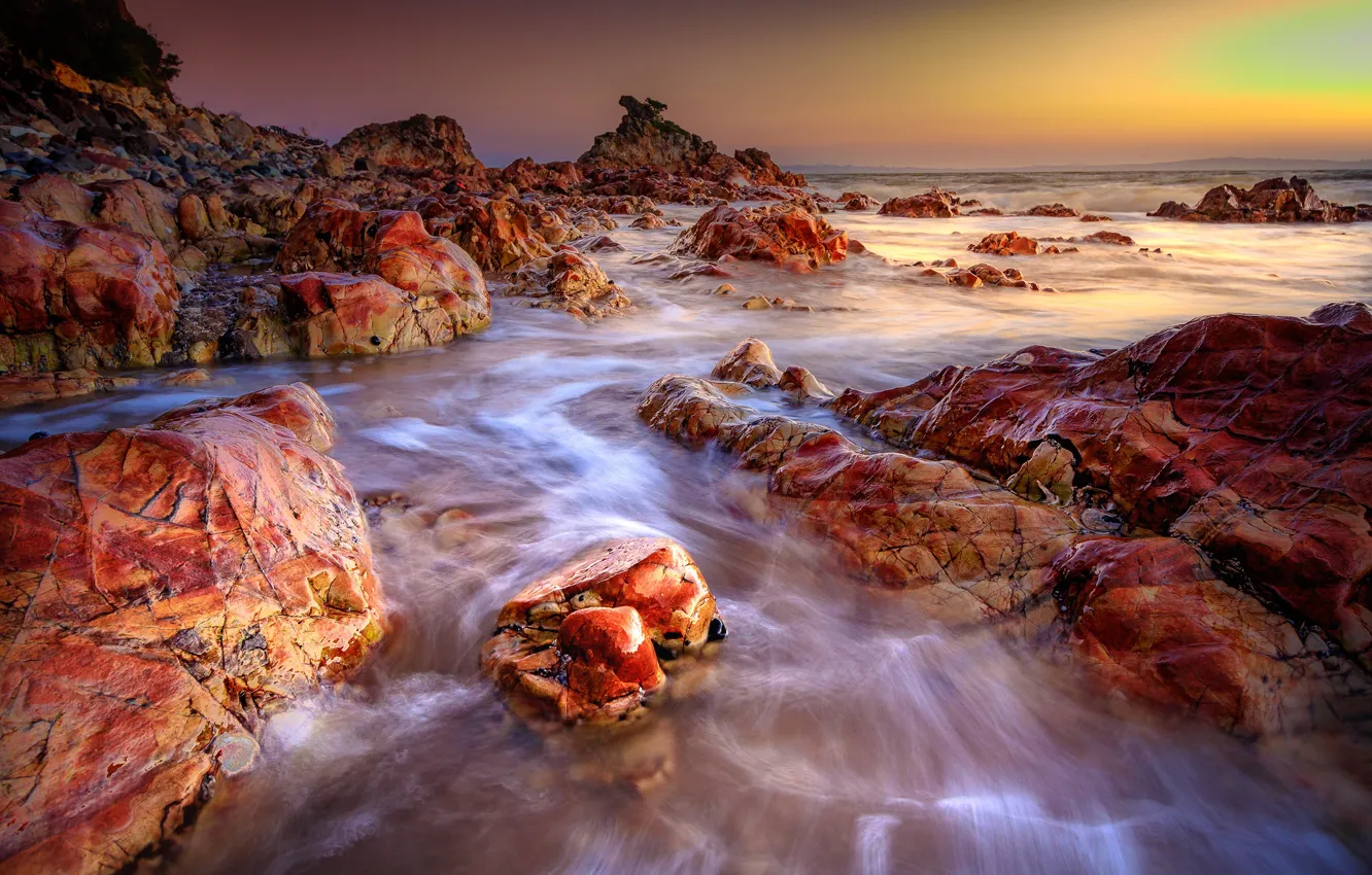 Фото обои пейзаж, камни, океан, побережье, Природа