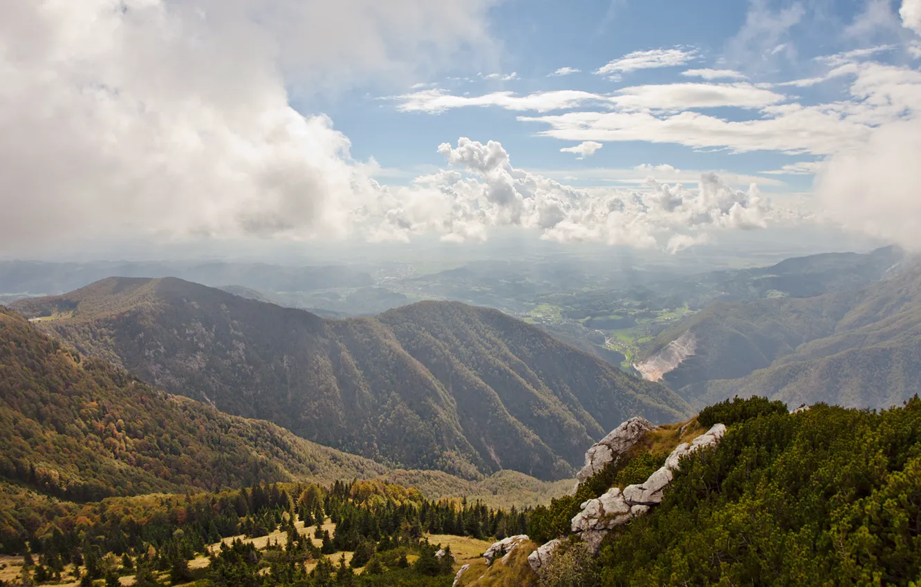 Фото обои autumn, mountains, clouds, Slovenija, Velika Planina