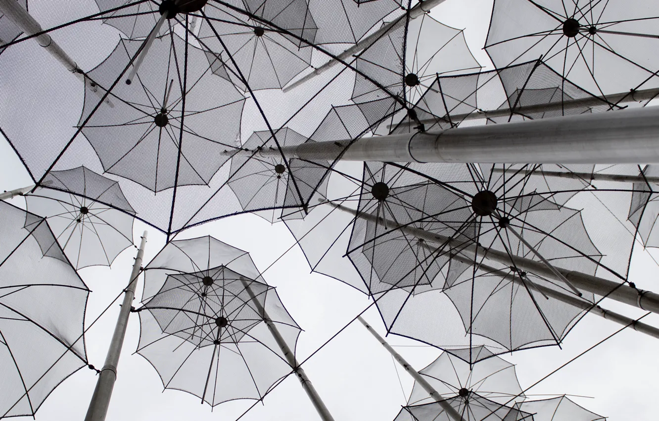 Фото обои decoration, umbrellas, gray, miscellaneous, 2k hd background