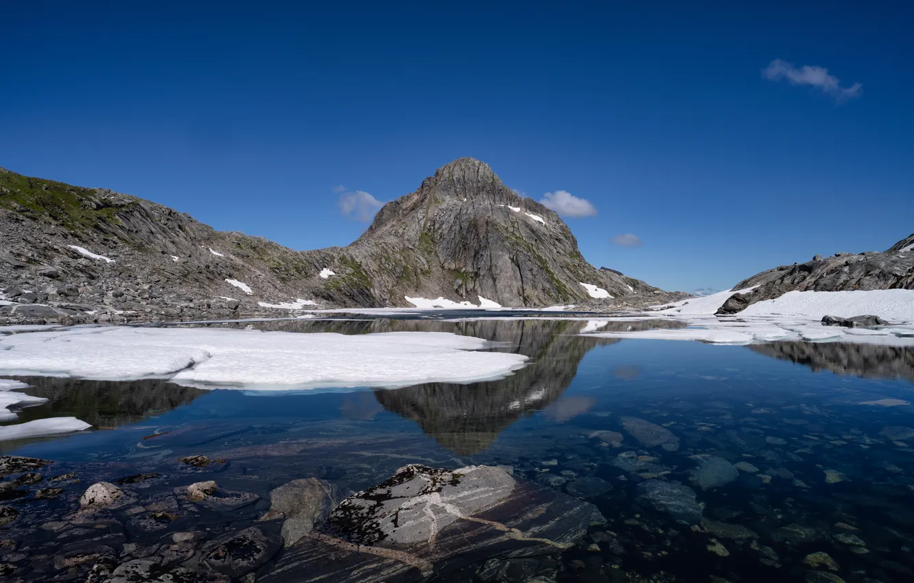 Фото обои Природа, Горы, Озеро, Норвегия, Лофотенские острова, Lake Trevatnan
