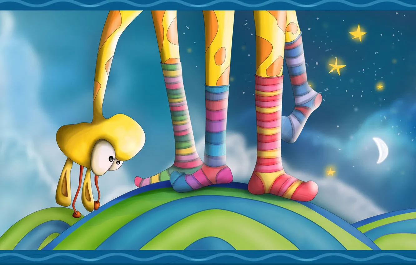 Фото обои звезды, ноги, цвет, жираф, носки