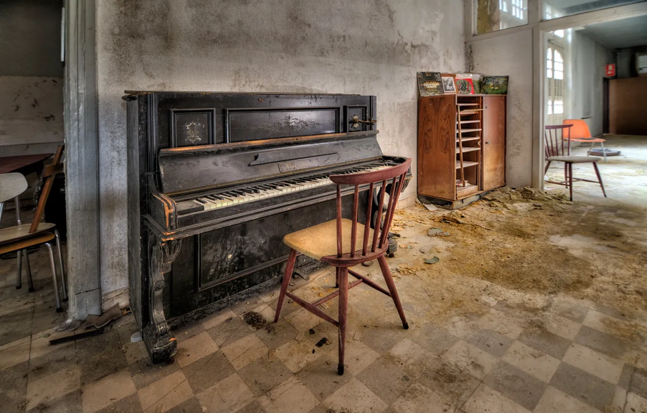 Фото обои комната, стул, пианино