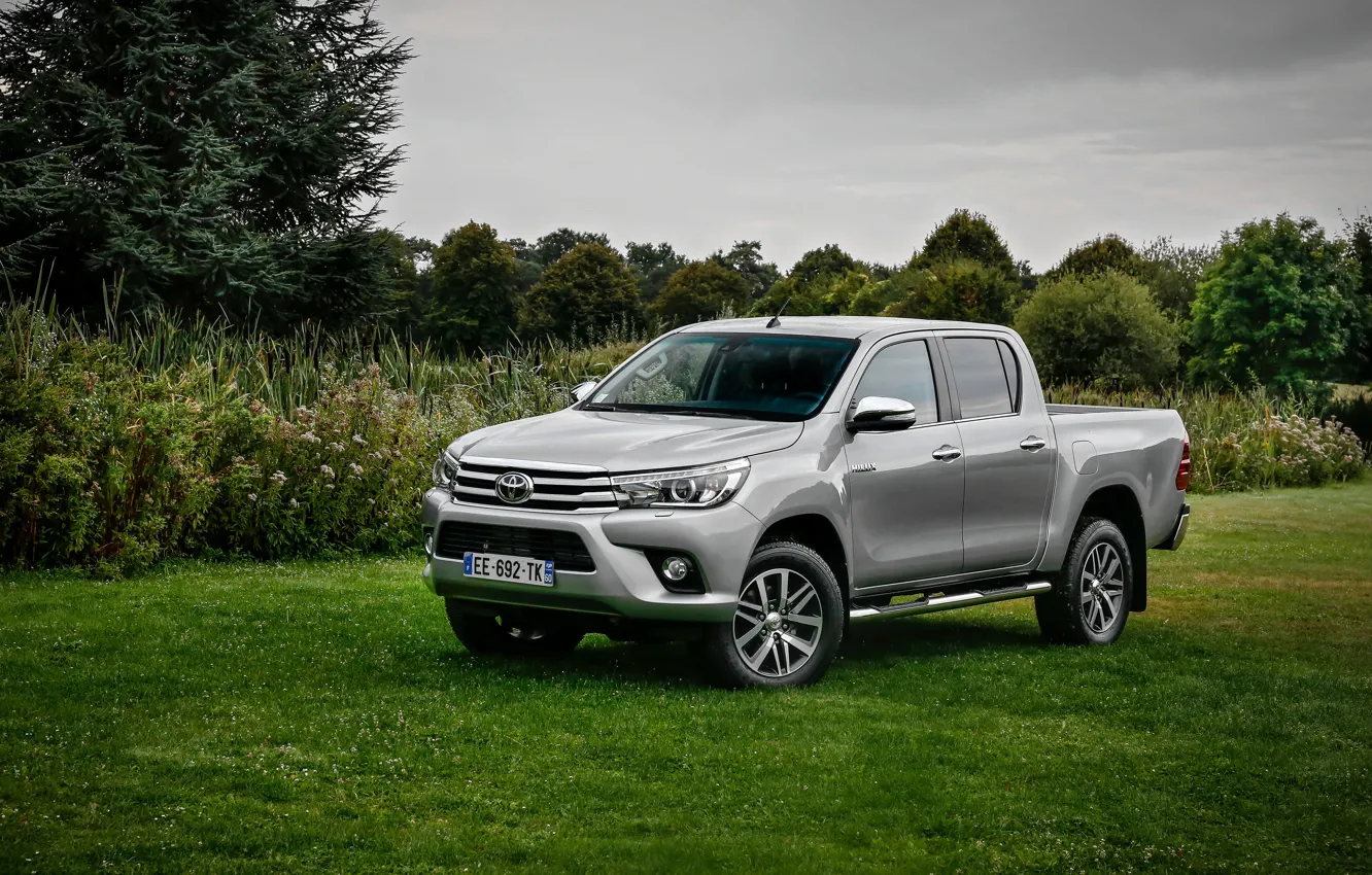 Фото обои Серый, Toyota, Автомобиль, Double, Hilux, 4x4, Cab, Металлик