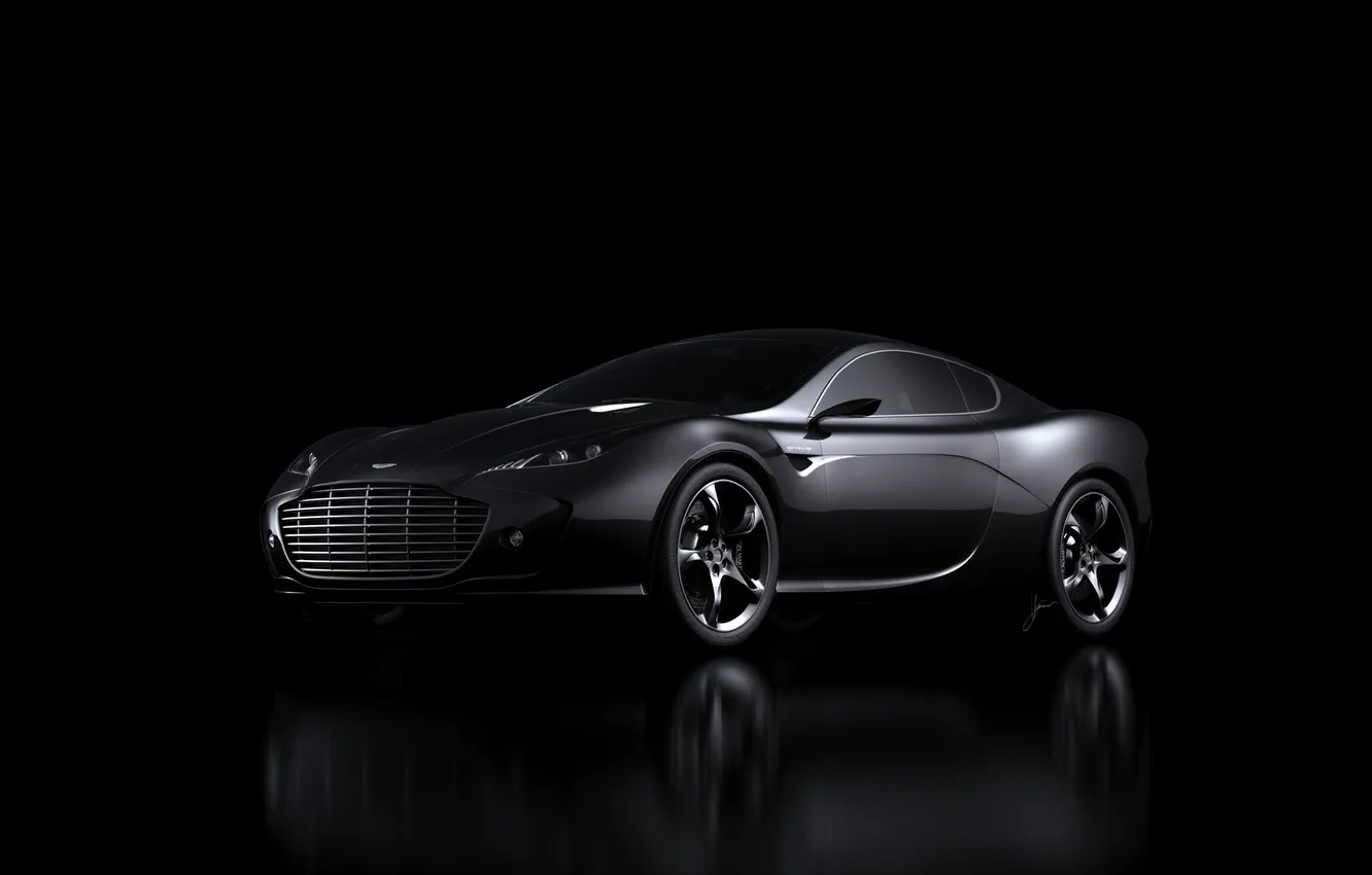 Фото обои Aston Martin, Отражение, Авто, Черный, Gauntlet, Спорткар
