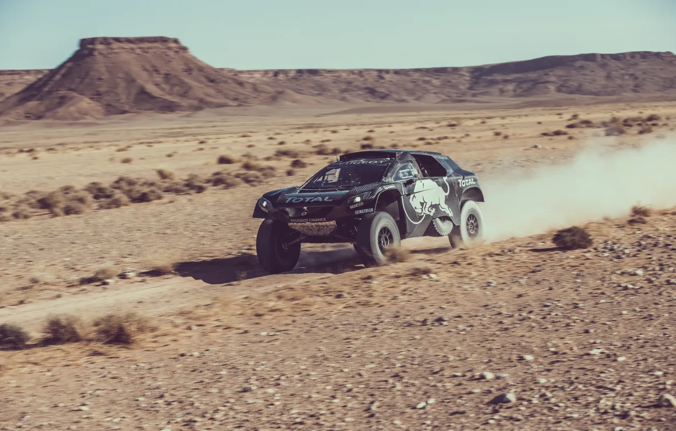Фото обои пустыня, внедорожник, Peugeot, пежо, ралли, DKR, 2008 DKR16