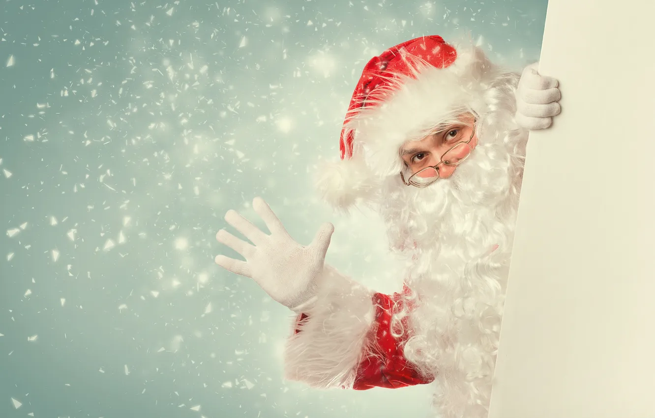Фото обои очки, борода, Санта Клаус, Дед Мороз