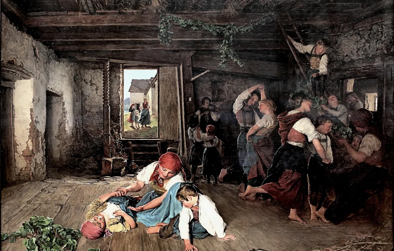 Фото обои картина, Фердинанд Георг Вальдмюллер, Ferdinand Georg Waldmüller, 1860, австрийский художник, Preparations for feast