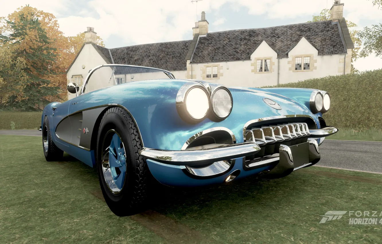 Фото обои Corvette, Blue, Forza Horizon 4