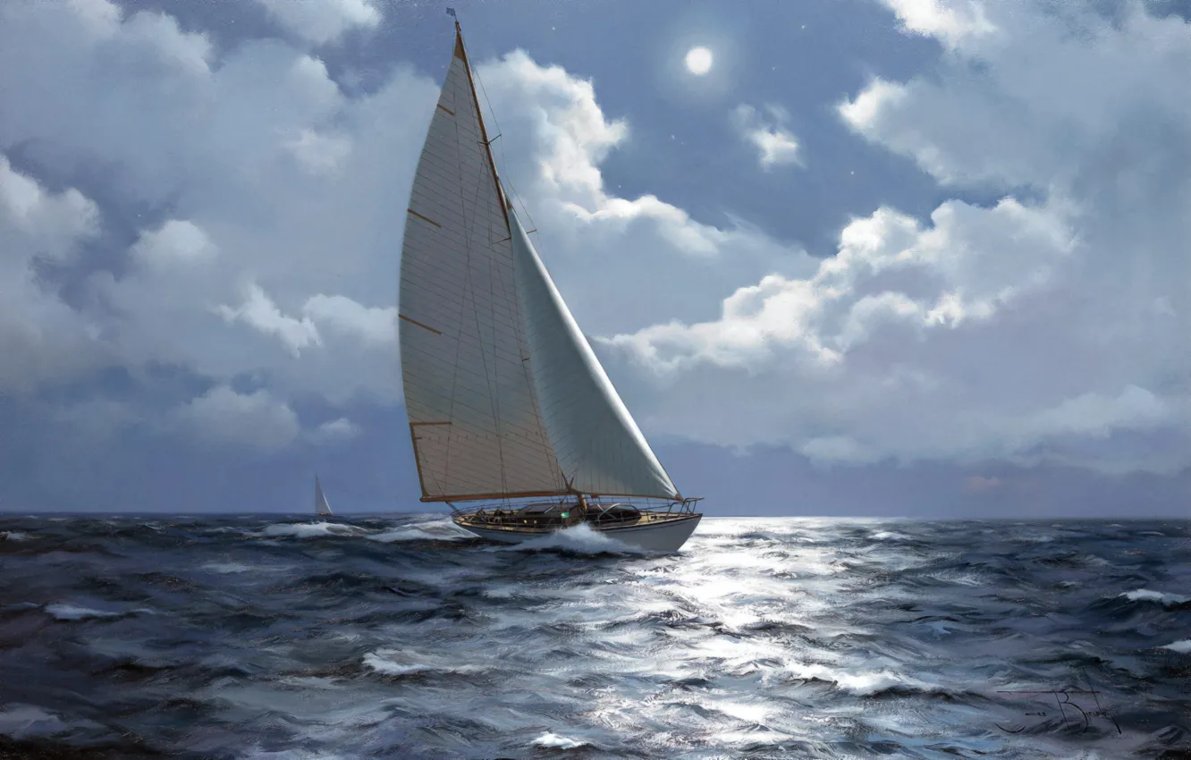 Фото обои painting, drawing, Ship, naval art