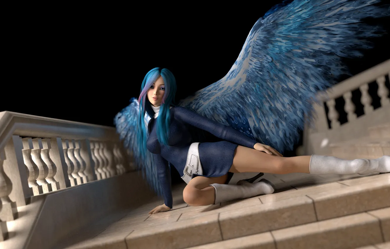 Фото обои девушка, крылья, ангел