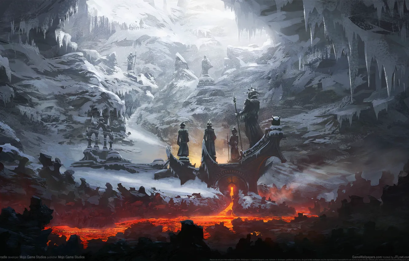 Фото обои снег, мост, люди, огонь, пламя, game wallpapers, Cradle